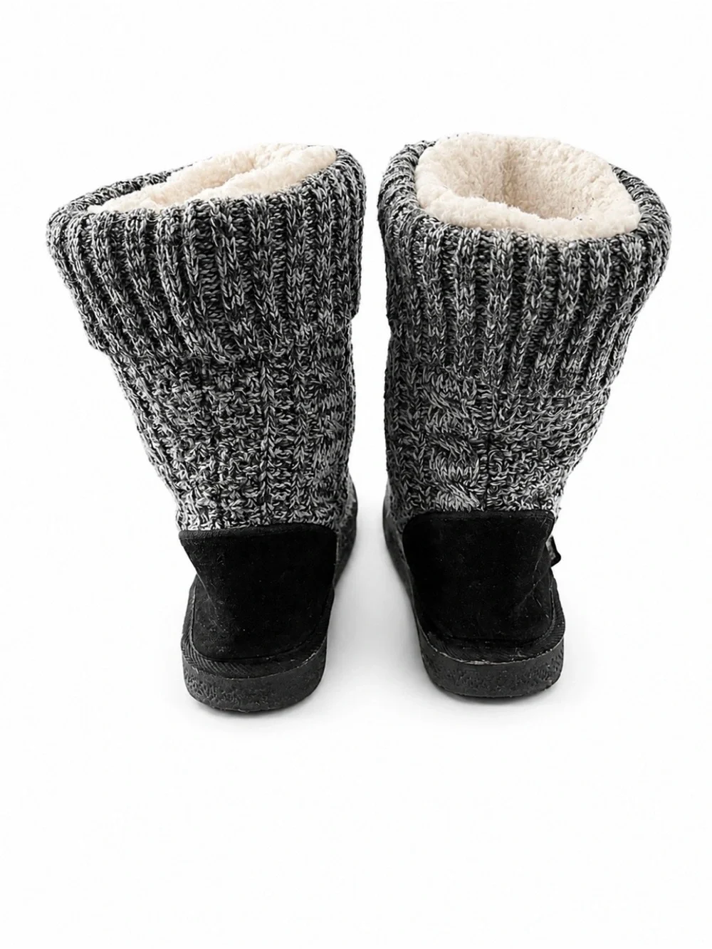 Muk Luks Big Girls Size 6 Black & Grey Knit Button Boots
